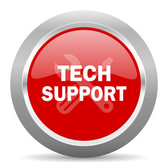 technical support red metallic chrome web circle glossy icon
