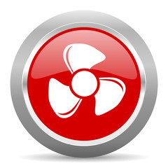 fan red metallic chrome web circle glossy icon
