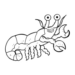 black and white cartoon lobster
