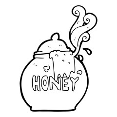 black and white cartoon honey pot
