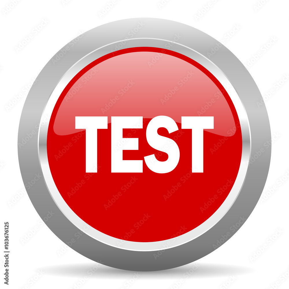 Poster test red metallic chrome web circle glossy icon