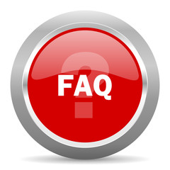 faq red metallic chrome web circle glossy icon