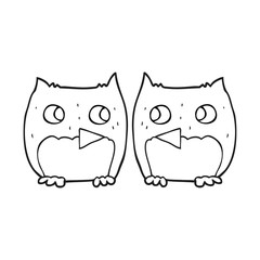 cute black and white cartoon owls