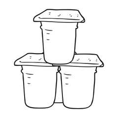 black and white cartoon yogurt pots