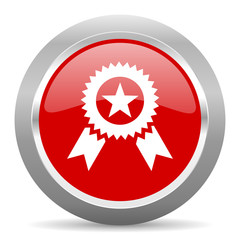 award red metallic chrome web circle glossy icon