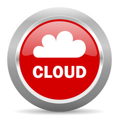 cloud red metallic chrome web circle glossy icon