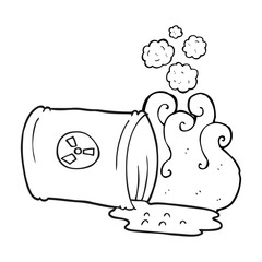 black and white cartoon nuclear waste