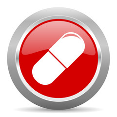 drugs red metallic chrome web circle glossy icon
