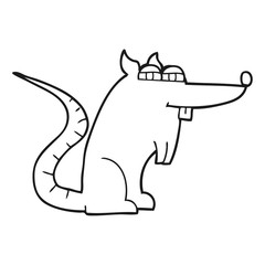 black and white cartoon evil rat