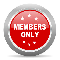 members only red metallic chrome web circle glossy icon