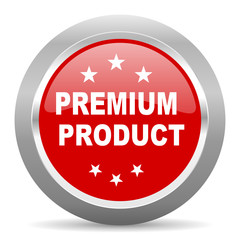 premium product red metallic chrome web circle glossy icon