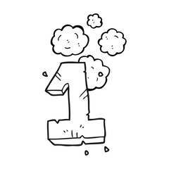 black and white cartoon stone number one