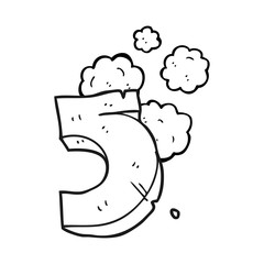 black and white cartoon stone number five