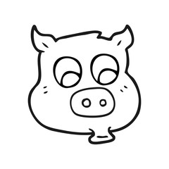 black and white cartoon pig