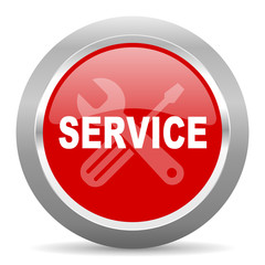 service red metallic chrome web circle glossy icon