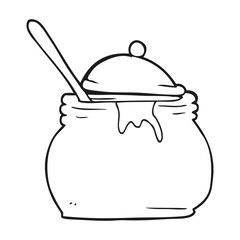 black and white cartoon mustard pot