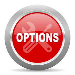 options red metallic chrome web circle glossy icon