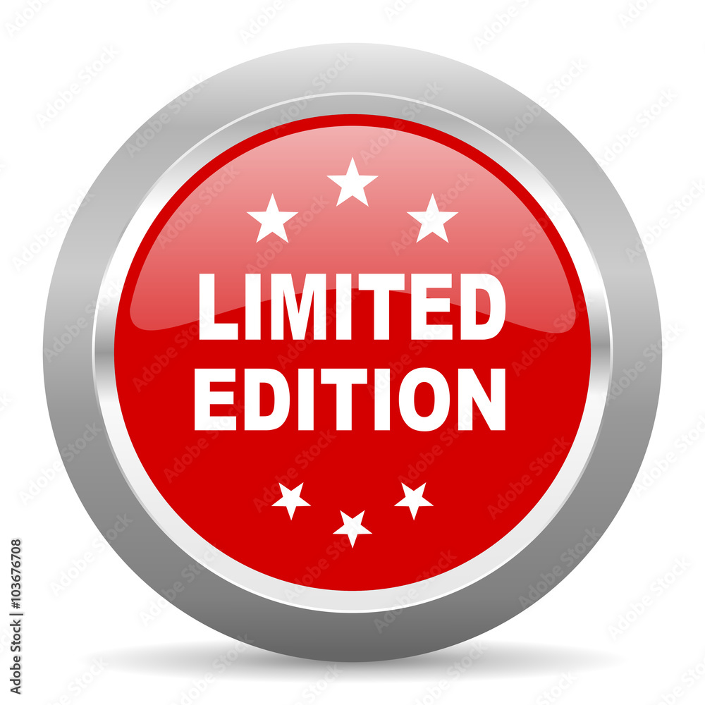 Poster limited edition red metallic chrome web circle glossy icon