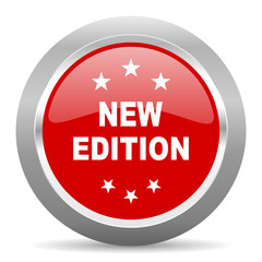 new edition red metallic chrome web circle glossy icon