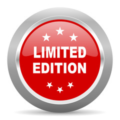 limited edition red metallic chrome web circle glossy icon
