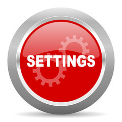 settings red metallic chrome web circle glossy icon