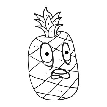 black and white cartoon pineapple