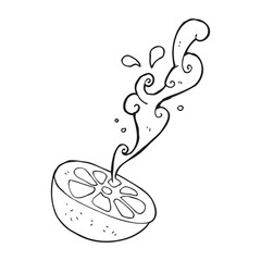 black and white cartoon lemon