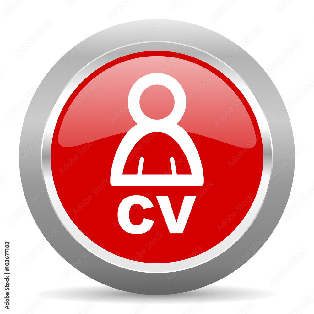 Poster cv red metallic chrome web circle glossy icon