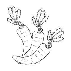 black and white cartoon carrots