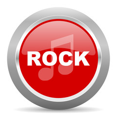 rock music red metallic chrome web circle glossy icon