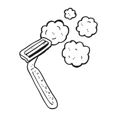 black and white cartoon razor