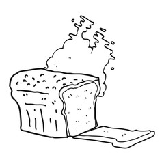 black and white cartoon fresh baked bread