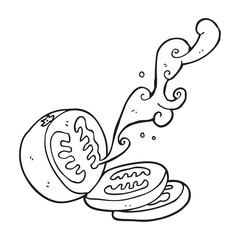 black and white cartoon sliced tomato