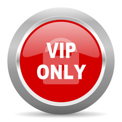 vip only red metallic chrome web circle glossy icon