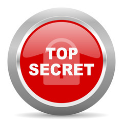 top seret red metallic chrome web circle glossy icon