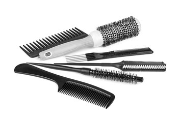 hairbrushes isolated on a white background