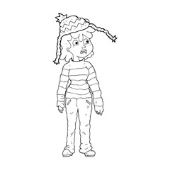 black and white cartoon teenager