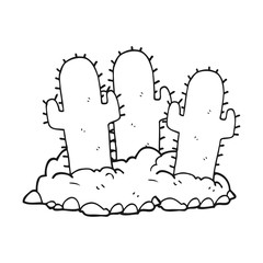 black and white cartoon cactus
