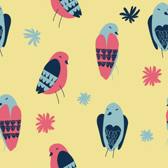 vector seamless pattern with little birds
