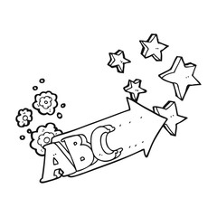 black and white cartoon ABC symbol