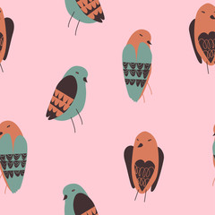 vector seamless pattern with little birds