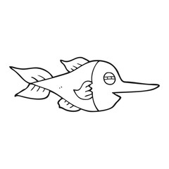black and white cartoon swordfish