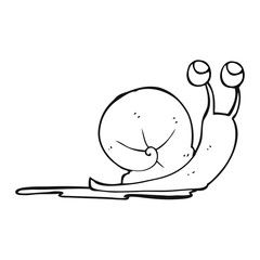 black and white cartoon snail