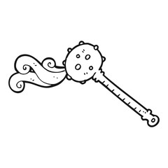 black and white cartoon medieval mace