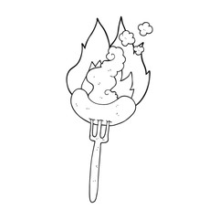 black and white cartoon hot sausage