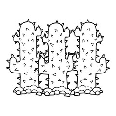 black and white cartoon cactus