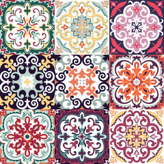 Vector Set with Beautiful seamless ornamental tile background