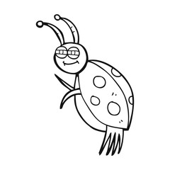 black and white cartoon ladybug