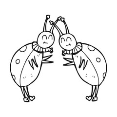 black and white cartoon ladybugs greeting