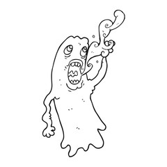 black and white cartoon ghost